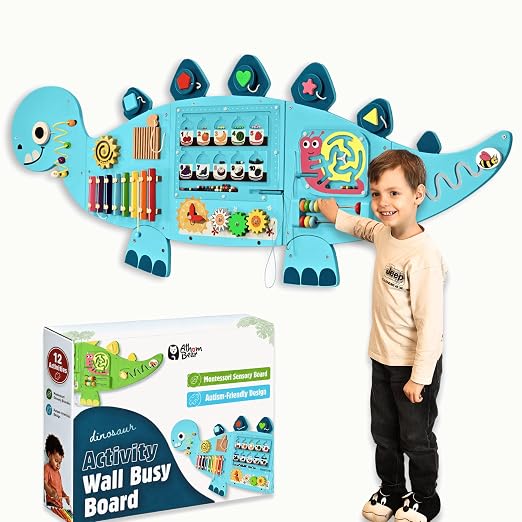 AthomBear 12-in-1 large wooden activity wall busy board