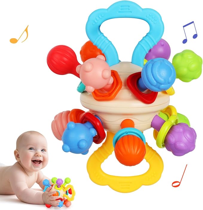 Baby Montessori sensory ball for infant grasping and supervised floor play