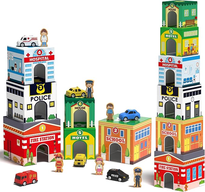 Coogam toddler sorting and stacking toy with colourful pieces