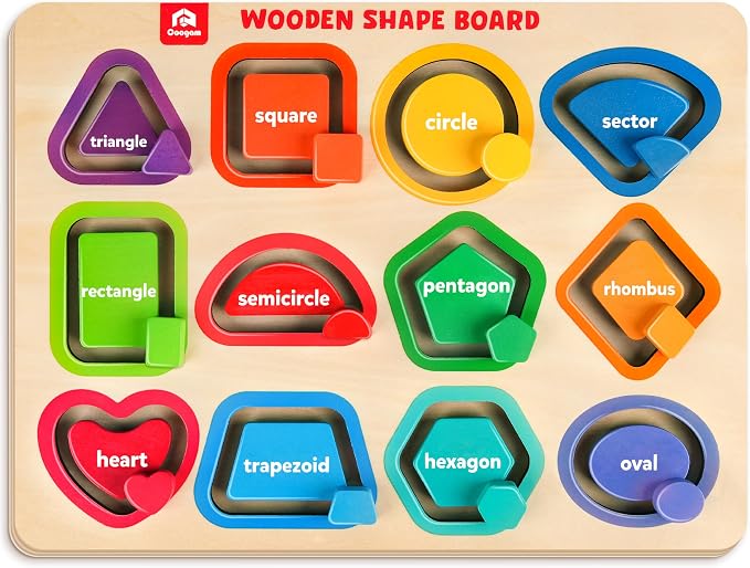 Coogam wooden colour and shape puzzles for toddlers