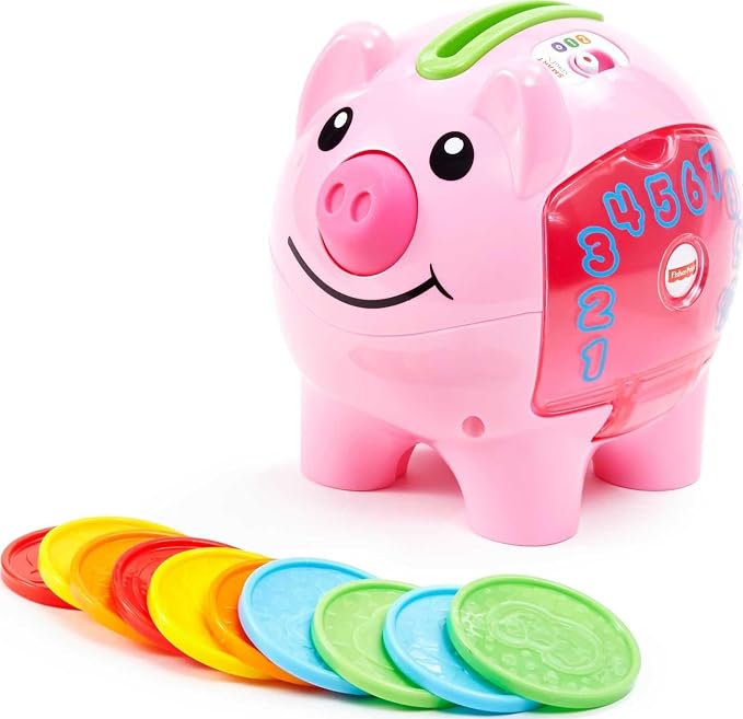 Fisher-Price Laugh and Learn Smart Stages Piggy Bank with large posting pieces
