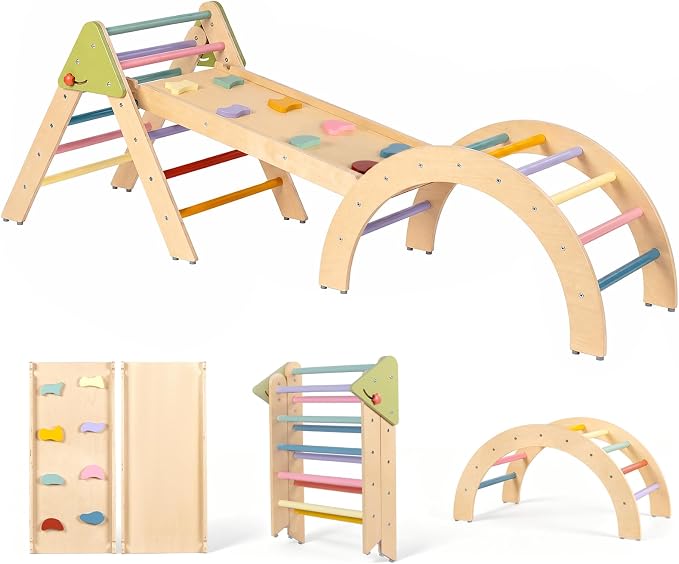 Lol-Fun wooden Pikler triangle climbing set for toddlers