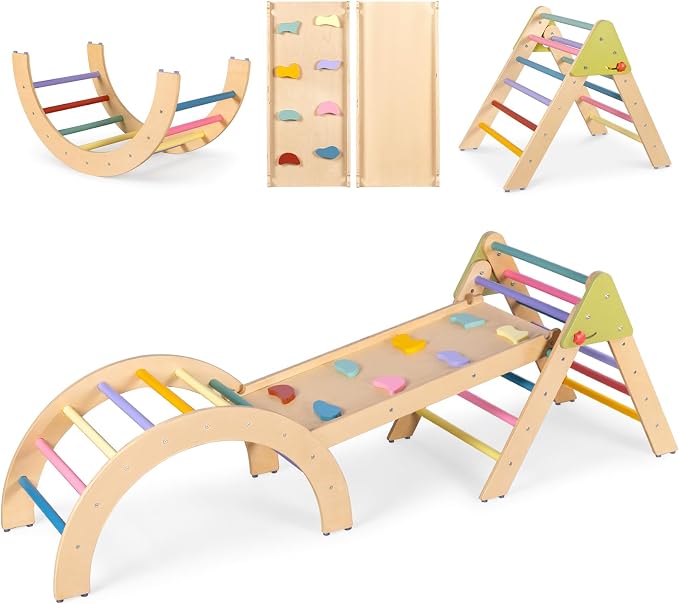 Wooden Pikler triangle indoor playground set for toddlers