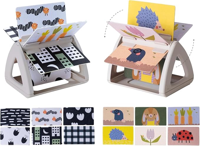 Taf Toys double-sided tummy time spinning book for baby floor play