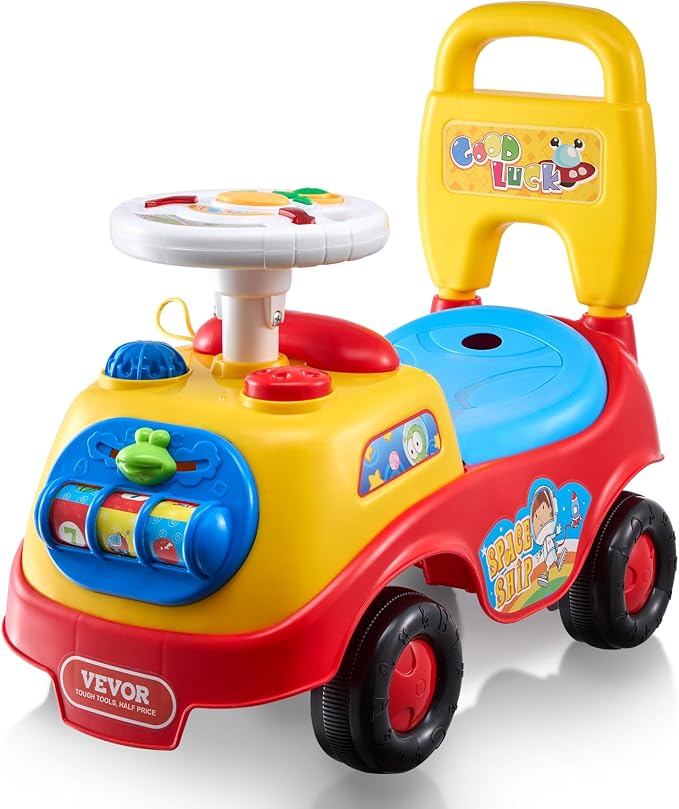 VEVOR foot-to-floor push car with steering wheel and under-seat storage